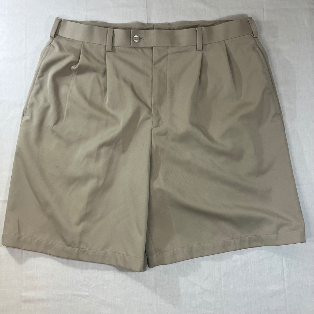 Knightsbridge Mens Khaki Golf Shorts 38 Pleated CoolPlus Moisture Wicking Tan